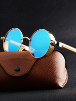 Metalowe okulary Steampunk mężczyźni kobiety moda okrągłe okulary marka projektant Vintage okulary wysokiej jakości óculos de sol 2021 2